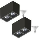 2 Plafon Sobrepr Recuo PAR30 + 2 Lâmpada LED 10W 6500K E27