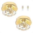 2 Plafon Spot Cristal Dourado Sobrepor Banheiro Bet46 + Led