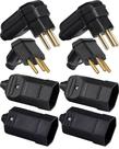 2 Plug Macho 3 Pinos 10a 90 Graus + 2 Plug Macho 3 Pinos 20a 90 Graus + 2 Tomada Femea 3 Pinos 20a + 2 Tomada Femea 3 Pinos 10a Preto