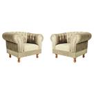 2 Poltronas Chesterfield Capitone Duque - Suede Bege / Recepção, Sala, Móveis, decoração