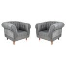 2 Poltronas Chesterfield Capitone Duque - Suede Cinza / Recepção, Sala, Móveis, decoração