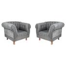 2 Poltronas Chesterfield Capitone Duque - Suede Cinza / Recepção, Sala, Móveis, decoração