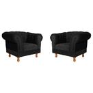 2 Poltronas Chesterfield Capitone Duque - Suede Preto / Recepção, Sala, Móveis, decoração