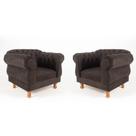 2 Poltronas Chesterfield Elisabeth Capitonê - Suede Marrom / SALA, RECEPÇÃO, BARBEARIA, CONSULTORIO, MOVEIS, DECORAÇÃO