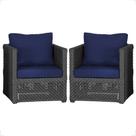 2 Poltronas Madri Alumínio Corda Náutica Estofado 10 Trama Original