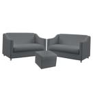 2 Poltronas Namoradeira Alya Com Puff Quasar Sued Preto Aradecor