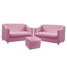 2 Poltronas Namoradeira Alya com Puff Quasar Sued Rosê Aradecor