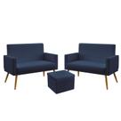 2 Poltronas Namoradeira Nina Com Puff Quasar Sued Azul Marinho Aradecor 2 Poltronas Namoradeira Nina Com Puff Quasar Sued Azul Marinho Aradecor