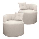 2 Poltronas Orgânica Plaza Para Sala Decorativa Bouclê Bege