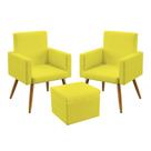 2 Poltronas Vega Com Puff Quasar Sued Amarelo Aradecor 2 Poltronas Vega Com Puff Quasar Sued Amarelo Aradecor
