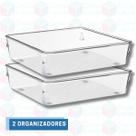 2 Porta Objeto Transparente Acrílico Modular Quadrado Grande