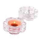 2 Porta Velas Castiçal De Vidro Flor Redondo Decoração