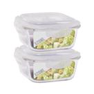 2 Pote 520ml Vidro Marmita Fitness Tampa 4 Trava Hermético
