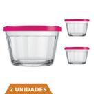 2 Pote Americano Vidro C/Tampa Cores Amlimento 600ml Nadir