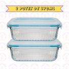 2 Pote Hermético Retangular Canelado 370ML Cor Sortida Marmita