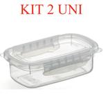 2 Pote Plástico Microondas Freezer Travas Raso Grande 1,1l 2 Pote Plástico Microondas Freezer Travas Raso Grande 1,1l