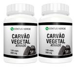 2 Potes Carvão Vegetal Ativado Puro Kit 240 Cápsulas de 500mg