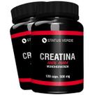 2 Potes Creatina 100% Pura Monohidratada Kit 240 Cáps - Status Verde