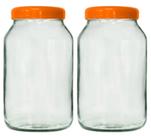 2 potes de vidro 3 litros tampa de plástico
