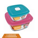 2 Potes de Vidro Com Tampa 2 Tamanhos Facilita Vap Marinex