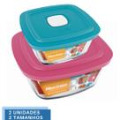 2 Potes de Vidro Com Tampa 2 Tamanhos Marinex Facilita Vap