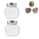 2 Potes Organizador Condimento Vidro com Tampa Cromada 100ml