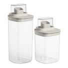 2 Potes Porta Sabão Pó Liquido Amaciante Dispenser Hermético -