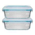 2 Potes Vidro 370ML Hermético Forno/Freezer Marmita Lanches