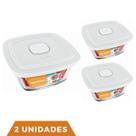 2 Potes Vidro Facilita Vap Quadrado Com Tampa 2L Marinex