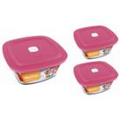 2 Potes Vidro Facilita Vap Quadrado Com Tampa 500ml Marinex