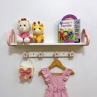 2 Prateleiras coração rosa 60cm e 2 cabideiros infantil