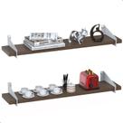 2 Prateleiras De Madeira Estilo Industrial Suspensa Max50b