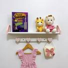2 Prateleiras geométrica rosa 60cm e 2 cabideiros infantil