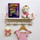 2 Prateleiras geométricas rosa e 2 cabideiros infantil forma