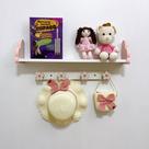 2 Prateleiras nuvem rosa 60cm e 2 cabideiros formas infantil