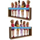 2 Prateleiras para Bonecas Barbie Bonecos Heróis Nicho Expositor Decorativo de Quarto Infantil de Menina Suporte Organizador de Brinquedos MDF 55cm