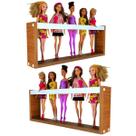 2 Prateleiras para Bonecas Barbie Bonecos Heróis Nicho Expositor Decorativo de Quarto Infantil de Menina Suporte Organizador de Brinquedos MDF 55cm