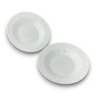 2 Prato Fundo Sobremesa Vidro Opalino Branco Mesa Posta 20cm