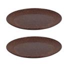 2 Prato Refeição Sustentável Redondo Durável 24cm Marrom Esc