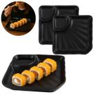 2 Pratos Sushi Oriental Preto 17,5cm com Molheira Integrada