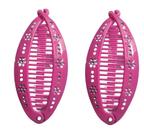 2 Presilhas Banana Rosa c/ strass feminina com pente