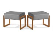 2 Puf Puff Base Retangular p/ Sala Decorativo Moderno Cinza/Cobre