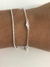 2 Pulseira Prata 925 Ponto Luz Cordão Baiano Extensores