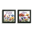 2 Quadros Decorativos Faith Hope Moldura Caixa Alta com Vidro