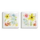 2 Quadros Decorativos Flores Coloridas Aquarela Moldura Caixa Alta Vidro