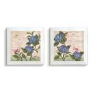 2 Quadros Decorativos Flores Hortensia Moldura Caixa Alta Vidro