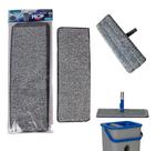 2 Refil Flat Mop Rodo Lava Seca Limpeza Microfibra Lavável Reutilizável Esfregão