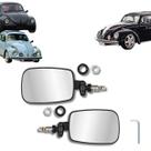 2 Retrovisor Fusca Mexicano Preto Braco Curto Convexo Azul