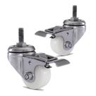 2 Rodizio Inox 2 Pol. Roda Nylon Com Espiga Com Freio