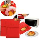 2 Sacos Pra Assar Batatas Poliéster Vermelho Térmico 20x24cm